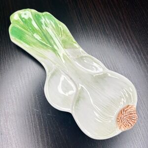 VTG Italian Ceramic Garlic Bulb Vegetable Serving Dish 12" Hand Painted Italy